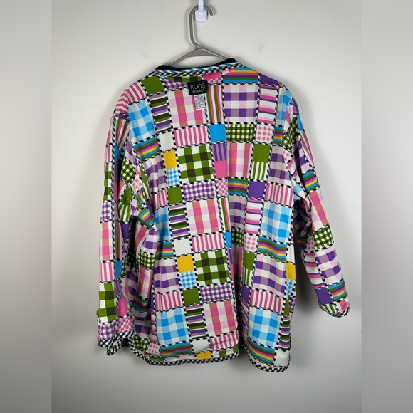 Koos of Course Black Linen multi color contrasting reversible Woman Blazer 2X - Picture 13 of 14